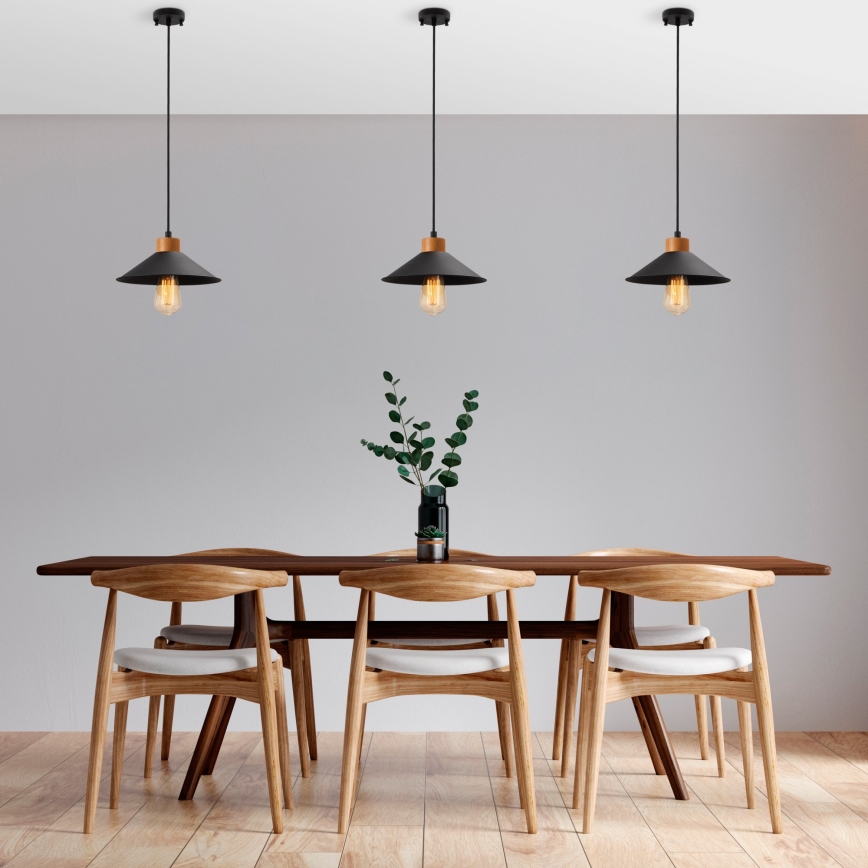 Lámpara colgante con cable MANAVGAT 1xE27/40W/230V negro/marrón