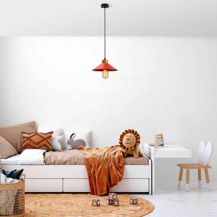 Lámpara colgante con cable MANAVGAT 1xE27/40W/230V roja/marrón