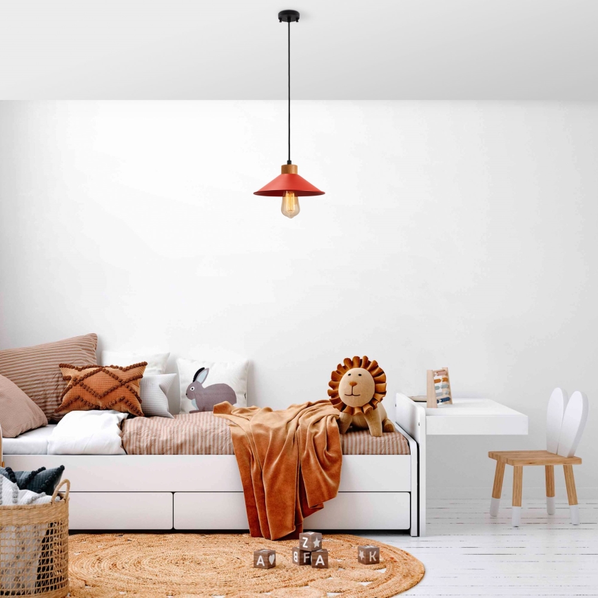Lámpara colgante con cable MANAVGAT 1xE27/40W/230V roja/marrón