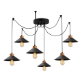 Lámpara colgante con cable MANAVGAT 6xE27/40W/230V estilo araña negro/marrón