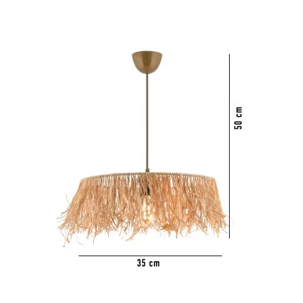 Lámpara colgante con cable MARISKA 1xE27/40W/230V de rafia