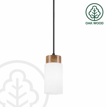 Lámpara colgante con cable MARKUS 1xE27/15W/230V negro/roble
