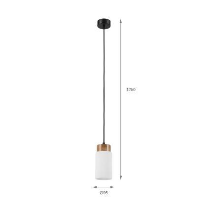 Lámpara colgante con cable MARKUS 1xE27/15W/230V negro/roble