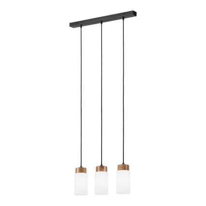 Lámpara colgante con cable MARKUS 3xE27/15W/230V negro/roble