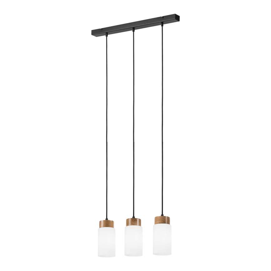 Lámpara colgante con cable MARKUS 3xE27/15W/230V negro/roble