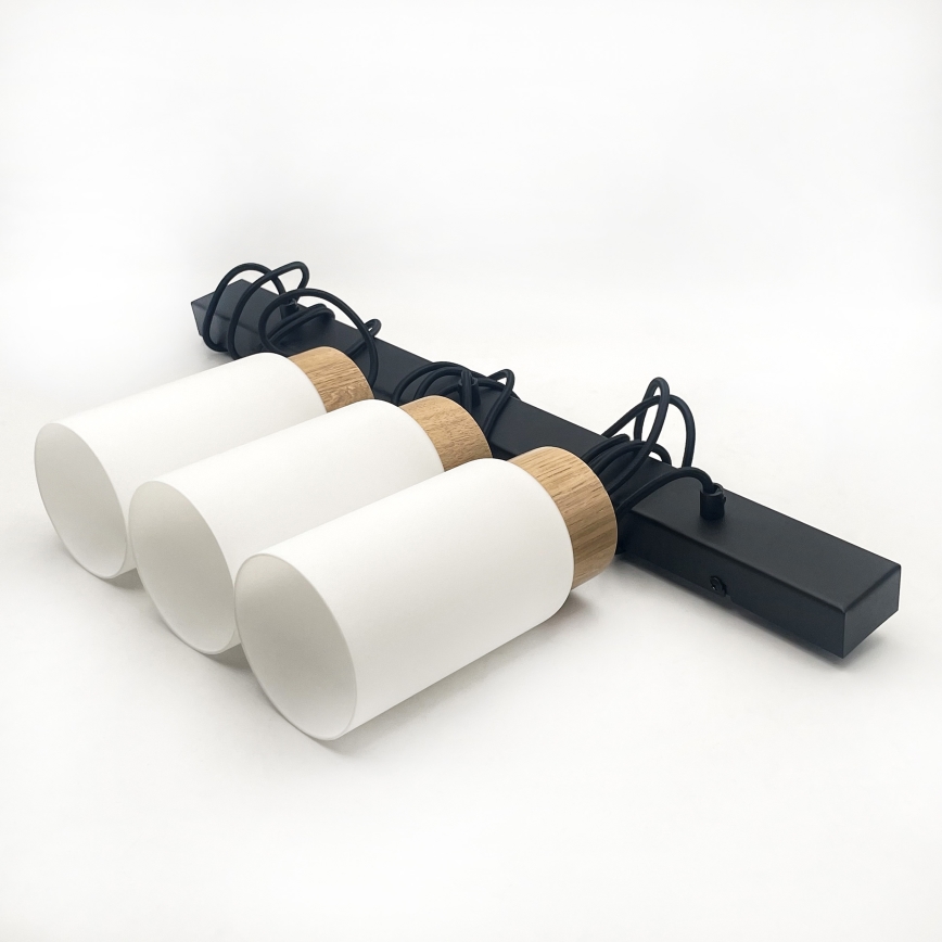 Lámpara colgante con cable MARKUS 3xE27/15W/230V negro/roble