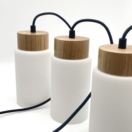 Lámpara colgante con cable MARKUS 3xE27/15W/230V negro/roble