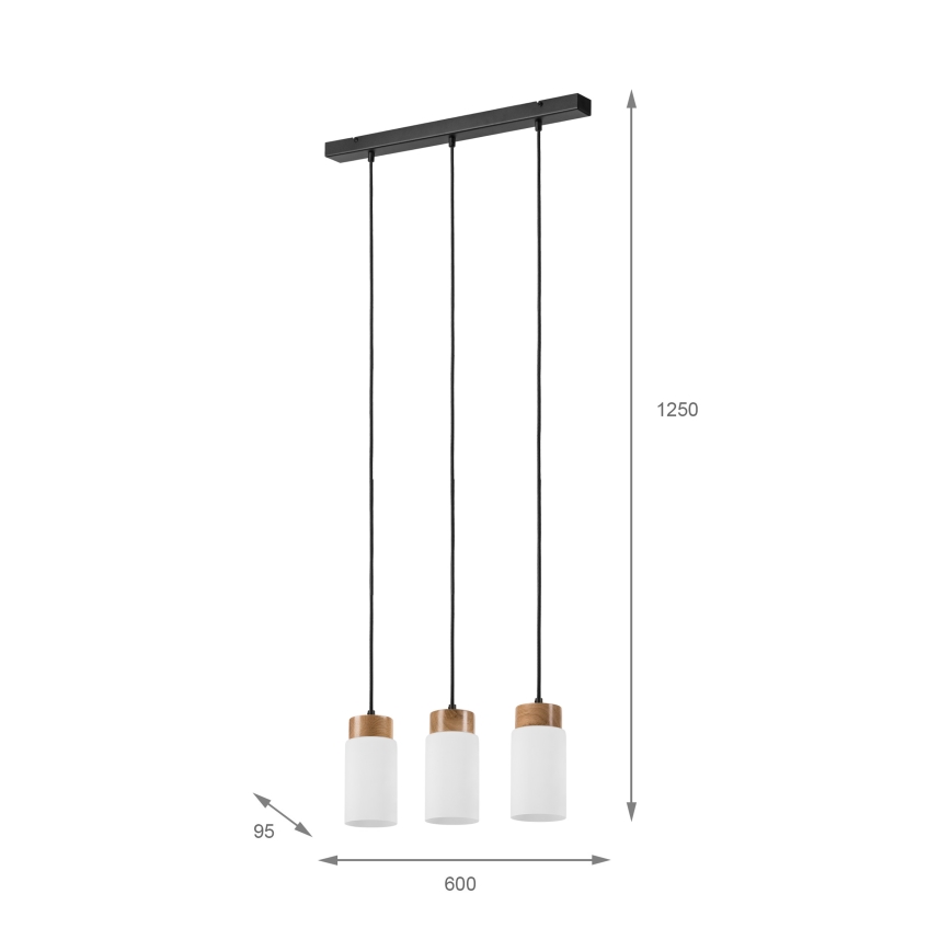 Lámpara colgante con cable MARKUS 3xE27/15W/230V negro/roble