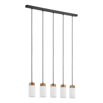 Lámpara colgante con cable MARKUS 5xE27/15W/230V negro/roble