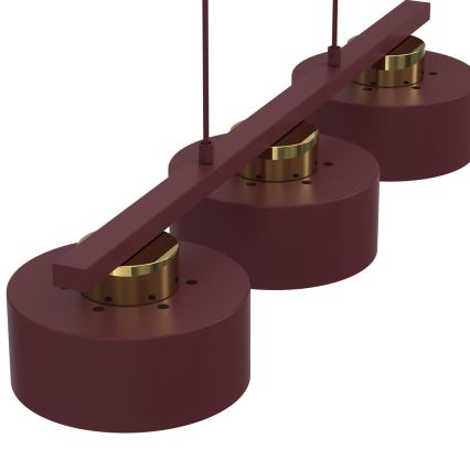 Lámpara colgante con cable MARTI 3xE27/15W/230V burdeos/dorado