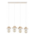 Lámpara colgante con cable MIKO 4xE27/15W/230V blanca/beige