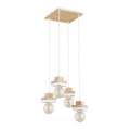 Lámpara colgante con cable MIKO 4xE27/15W/230V blanco/beige