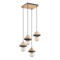 Lámpara colgante con cable MIKO 4xE27/15W/230V negra/beige