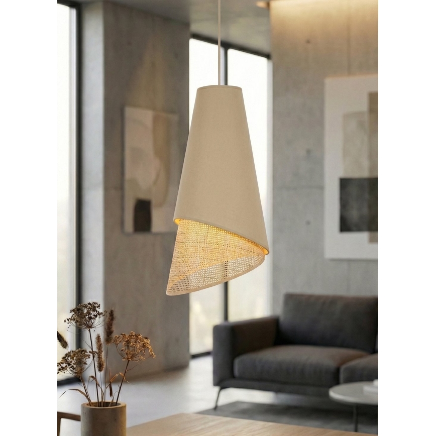 Lámpara colgante con cable MODA 1xE27/15W/230V beige/ratán
