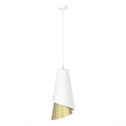 Lámpara colgante con cable MODA 1xE27/15W/230V blanca/dorada