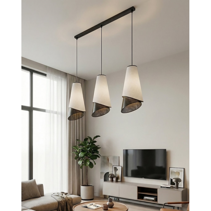 Lámpara colgante con cable MODA 3xE27/15W/230V gris/negro
