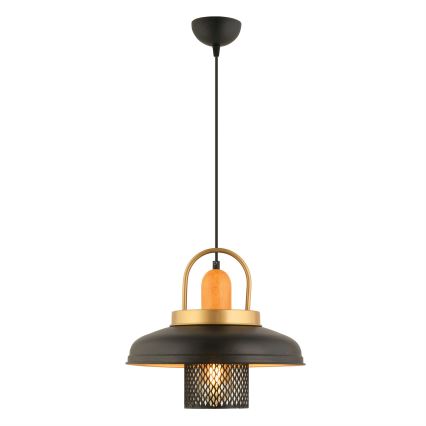 Lámpara colgante con cable MONZA 1xE27/40W/230V, diámetro 32 cm, negro/dorado