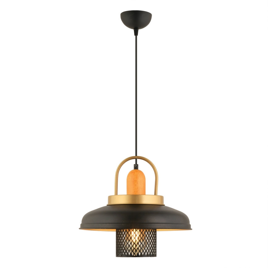 Lámpara colgante con cable MONZA 1xE27/40W/230V, diámetro 32 cm, negro/dorado