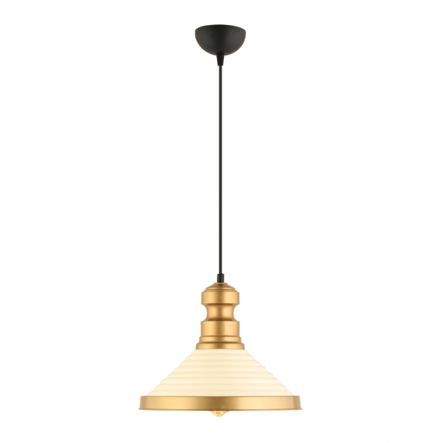 Lámpara colgante con cable MONZA 1xE27/40W/230V Ø 30 cm crema/dorada
