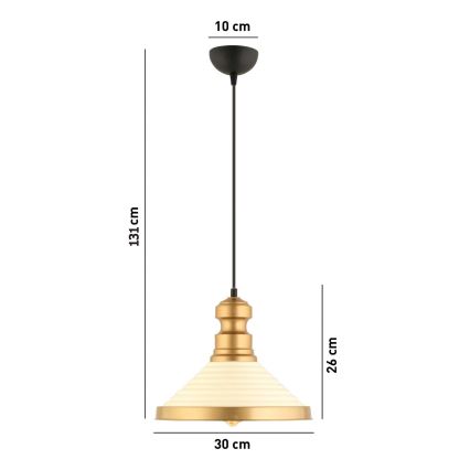 Lámpara colgante con cable MONZA 1xE27/40W/230V Ø 30 cm crema/dorada