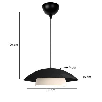 Lámpara colgante con cable MOONLIGH 1xE27/40W/230V negra