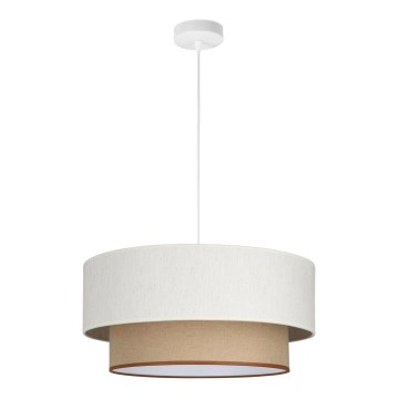 Lámpara colgante con cable NATIA, 1xE27 (60W, 230V), diámetro 45 cm, blanco/marrón