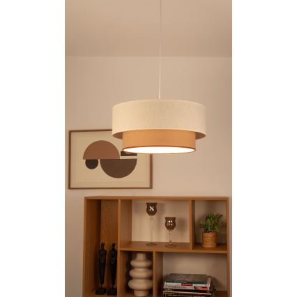 Lámpara colgante con cable NATIA, 1xE27 (60W, 230V), diámetro 45 cm, blanco/marrón