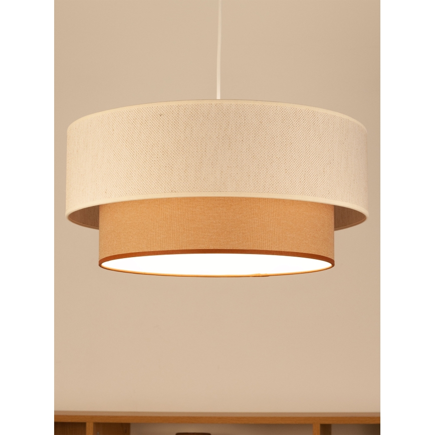 Lámpara colgante con cable NATIA, 1xE27 (60W, 230V), diámetro 45 cm, blanco/marrón