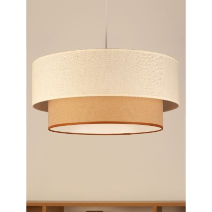 Lámpara colgante con cable NATIA, 1xE27 (60W, 230V), diámetro 45 cm, blanco/marrón