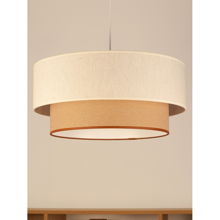 Lámpara colgante con cable NATIA, 1xE27 (60W, 230V), diámetro 45 cm, blanco/marrón