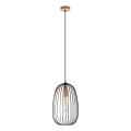 Lámpara colgante con cable OVELLA 1x E27/15 W/230 V Ø 25 cm negro/pino
