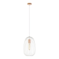 Lámpara colgante con cable OVELLA 1xE27/15W/230V Ø 25 cm crema/pino