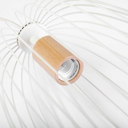 Lámpara colgante con cable OVELLA 1xE27/15W/230V Ø 25 cm crema/pino