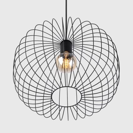 Lámpara colgante con cable OVELLA 1xE27/15W/230V Ø 46 cm, negra