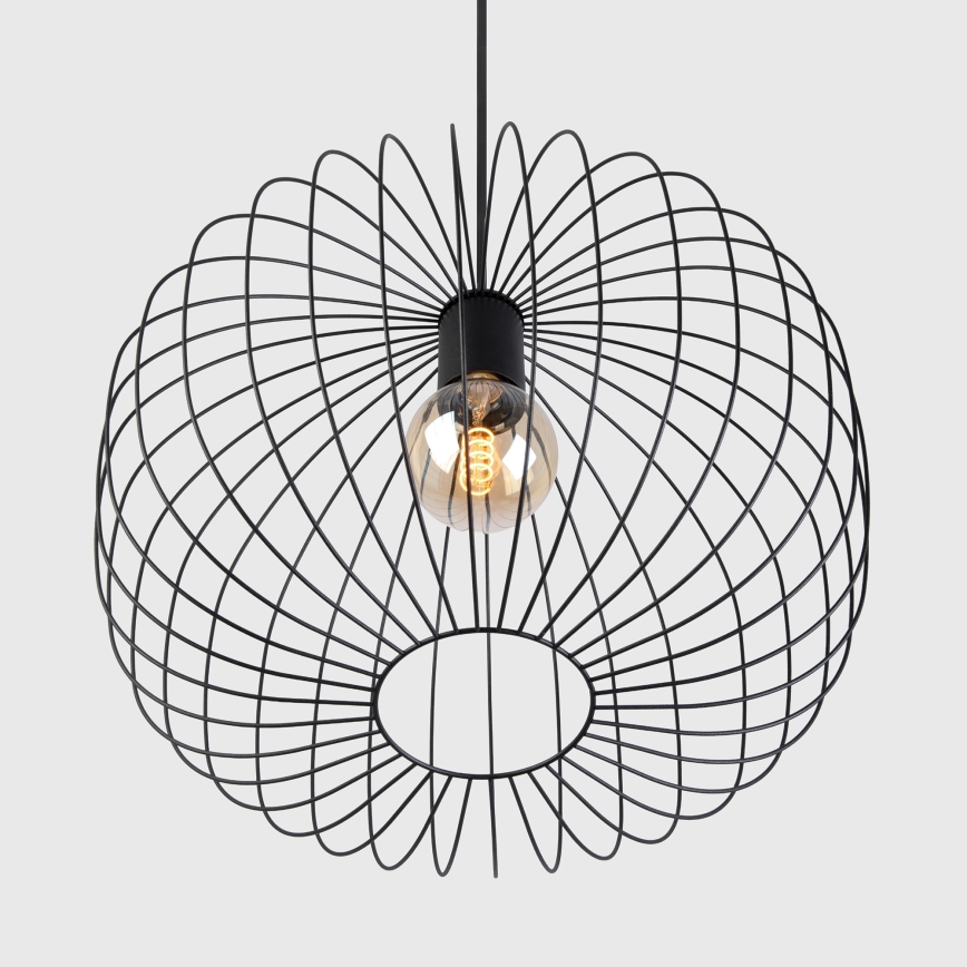 Lámpara colgante con cable OVELLA 1xE27/15W/230V Ø 46 cm, negra