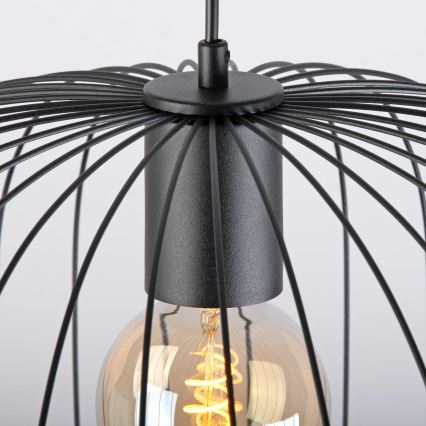 Lámpara colgante con cable OVELLA 1xE27/15W/230V Ø 46 cm, negra
