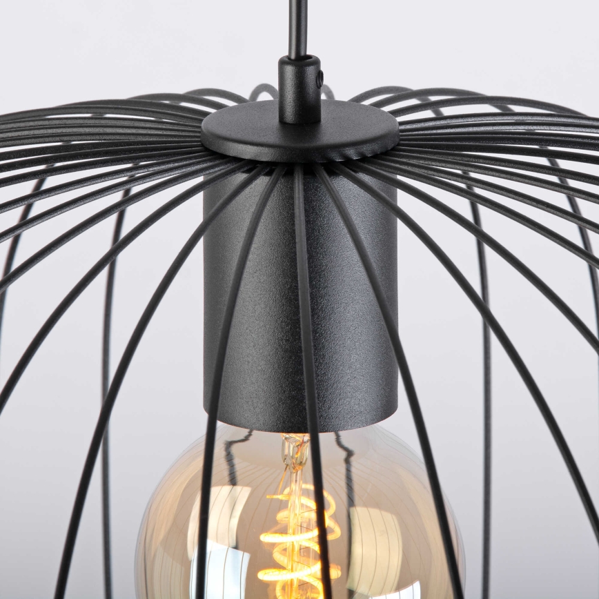 Lámpara colgante con cable OVELLA 1xE27/15W/230V Ø 46 cm, negra