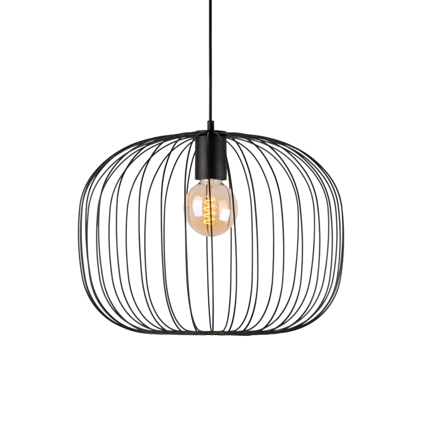 Lámpara colgante con cable OVELLA 1xE27/15W/230V Ø 46 cm, negra
