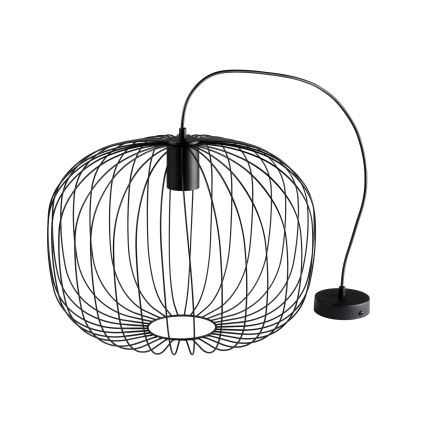 Lámpara colgante con cable OVELLA 1xE27/15W/230V Ø 46 cm, negra