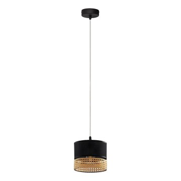 Lámpara colgante con cable PAGLIA 1xE27/15W/230V negro/ratán