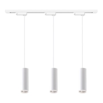 Lámpara colgante con cable para el sistema de riel PIPE 3xGU10/10W/230V, blanca