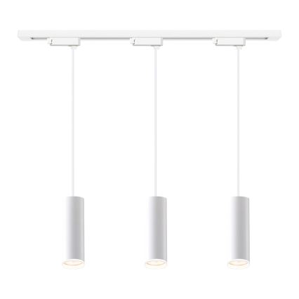 Lámpara colgante con cable para el sistema de riel PIPE 3xGU10/10W/230V, blanca