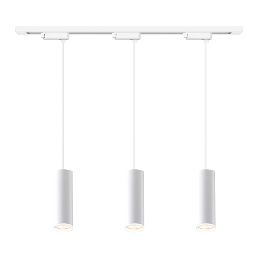 Lámpara colgante con cable para el sistema de riel PIPE 3xGU10/10W/230V, blanca