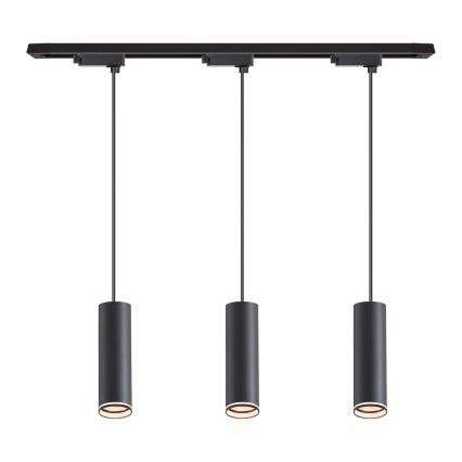 Lámpara colgante con cable para sistema de riel PIPE 3xGU10/10W/230V, negra