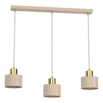 Lámpara colgante con cable PARKLA 3xE27/15W/230V beige/dorado
