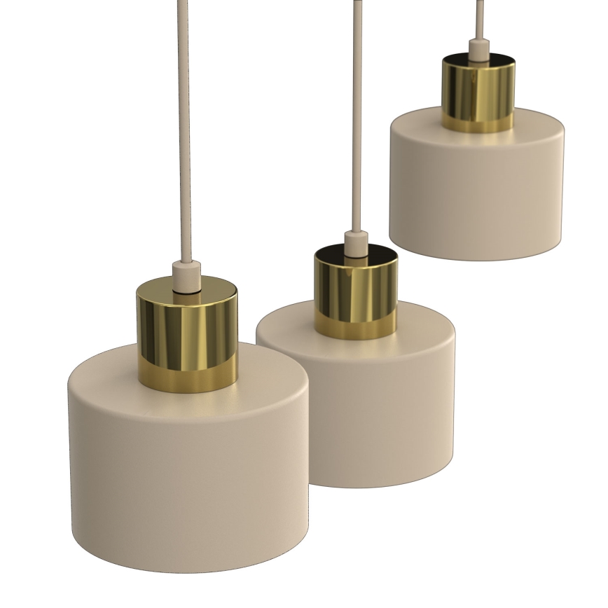 Lámpara colgante con cable PARKLA 3xE27/15W/230V beige/dorado