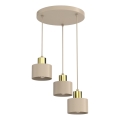 Lámpara colgante con cable PARKLA 3xE27/15W/230V beige/dorado