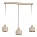 Lámpara colgante con cable PARKLA 3xE27/15W/230V beige