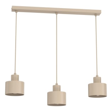 Lámpara colgante con cable PARKLA 3xE27/15W/230V beige
