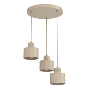 Lámpara colgante con cable PARKLA 3xE27/15W/230V beige